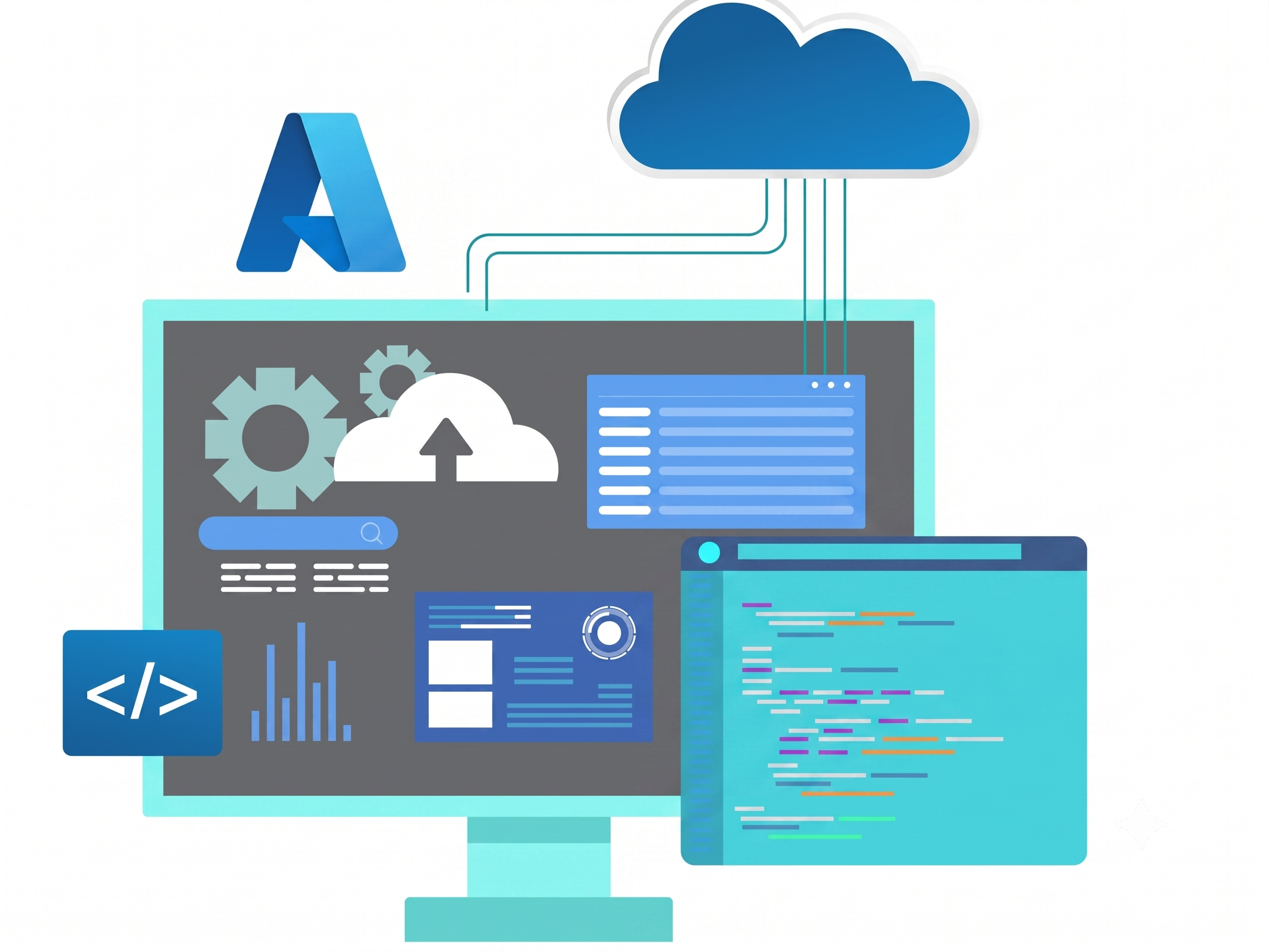 Azure scalability setup displayed on a laptop screen